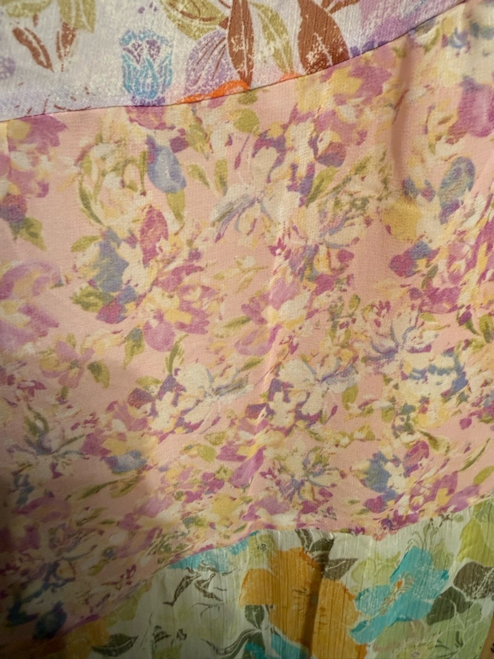 Mystree Floral Patchwork Tiered Maxi Dress - Pastel Multi Women’s size medium - Picture 4 of 8